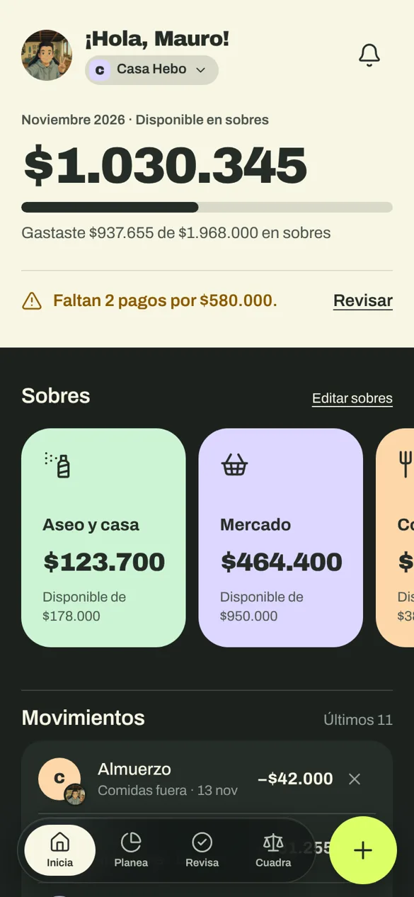 Inicio de Cuadrup en el celular: disponible en sobres, sobres y movimientos